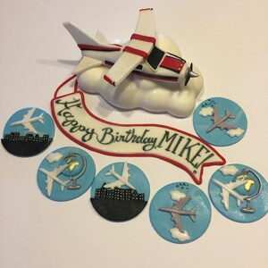 Airplane cake topper and cupcake toppers
