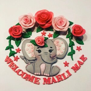 Elephant baby shower cake topper complete set