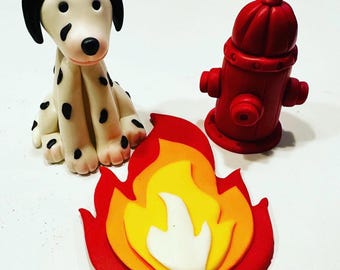 Dalmatian Firefighter Cake Topper Set