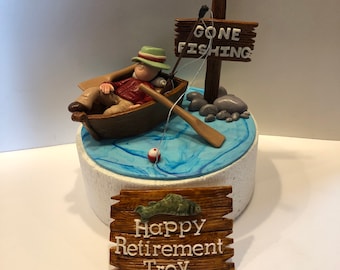 Cake toppers retirement gone fishing 