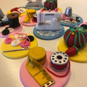 Sewing cupcake toppers-Set of 12