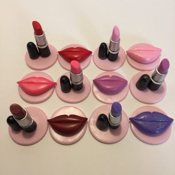 Lipsticks and matching lips cupcake toppers Etsy