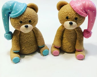 Gender reveal teddy bear theme toppers