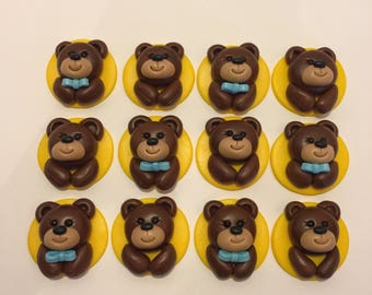 Teddy bear cupcake toppers (Baby Shower)