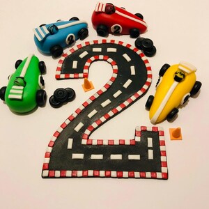 Race car theme cake topper set