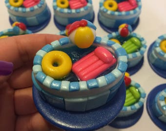 Pool party cupcake toppers
