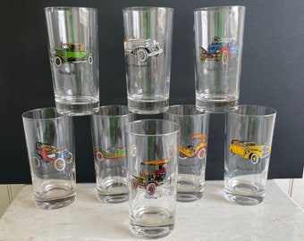  Libbey frosted glasses tumblers antique cars frosted with holder with Best Modified