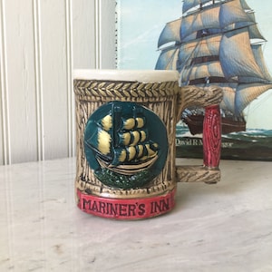 Vintage Nautical Coffee Cup, Clipper Ship Coffee Mug, Mariner's Inn Mug, Sailing Ship Mug, Schooner, Sailing Vessel, Maritime, Coastal