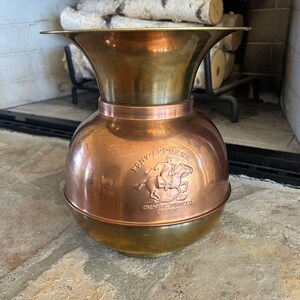 pony express chewing tobacco brass spittoon Vintage Weighted | Raised Relief Advertising "Pony Tobacco" | Brass Planter Vintage Pony Express Brass Chewing