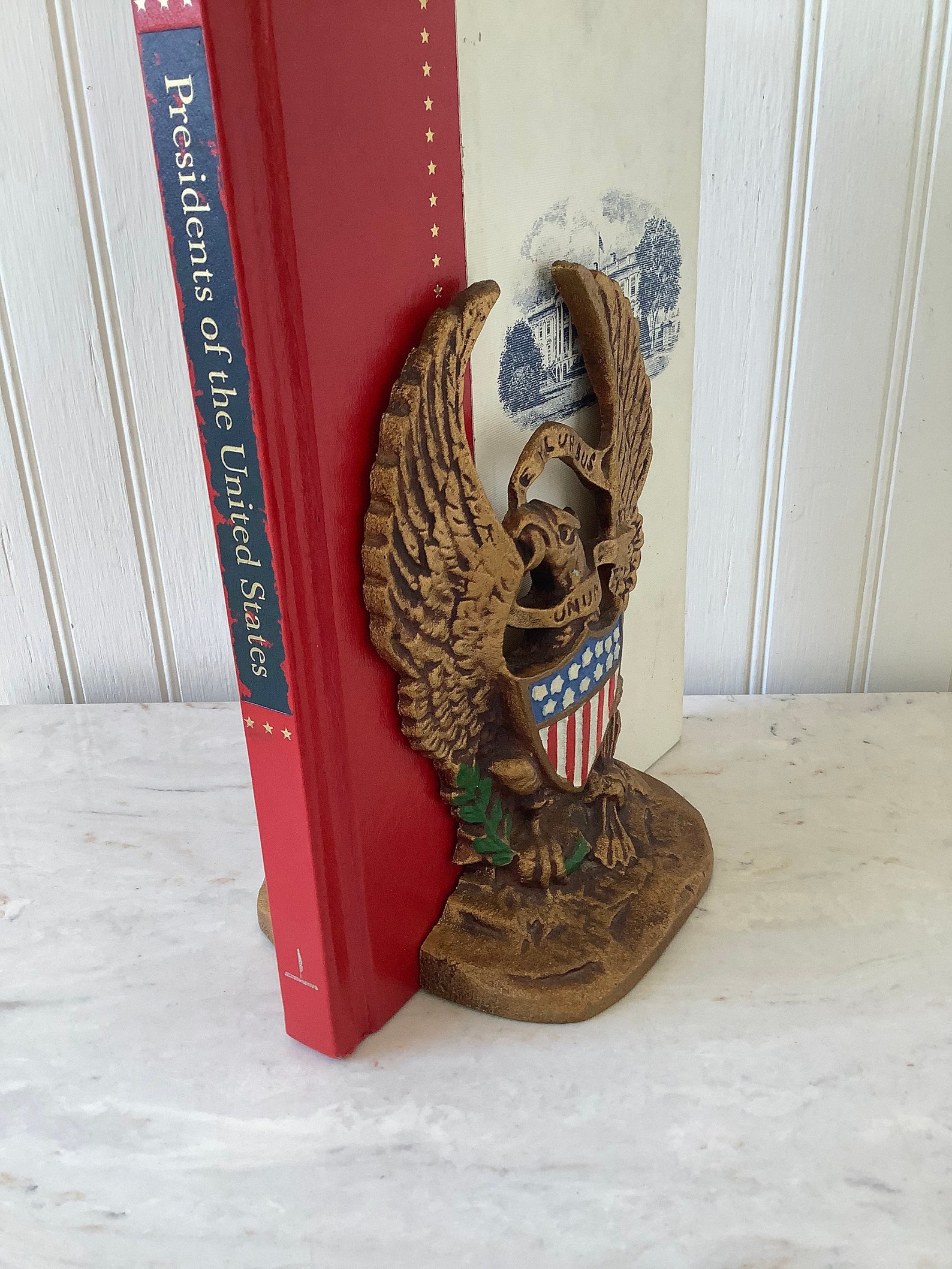 Vintage 7.25 Cast Iron Eagle Bookends Gold Bookends Etsy