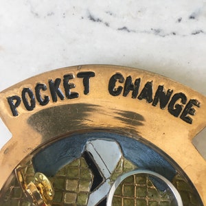 Mid Century Brass Pocket Change Dish: Shirt & Tie Valet Tray, Dresser Top Catch All image 6