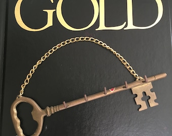 Vintage Brass Key Wall Hook with 5 Hooks - Mid-Century Entryway Decor