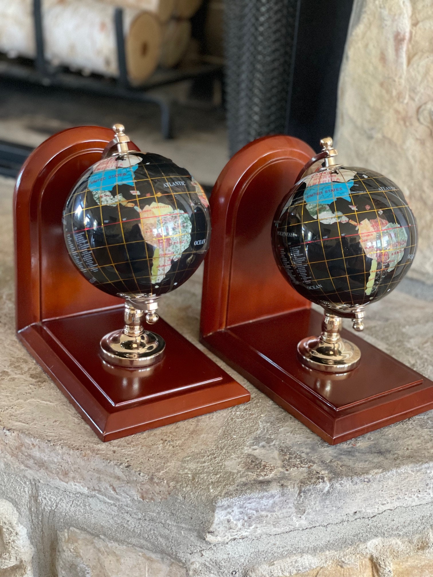 Vintage Globe 8 Tall Book Ends Set of 2 Spinning - Etsy