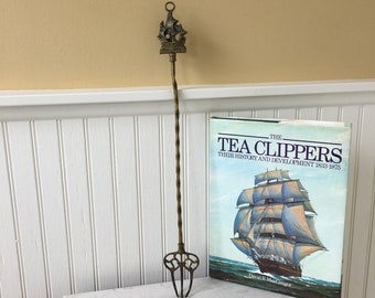Vintage Brass Clipper Ship Fork: Nautical Coastal Decor (18.75")