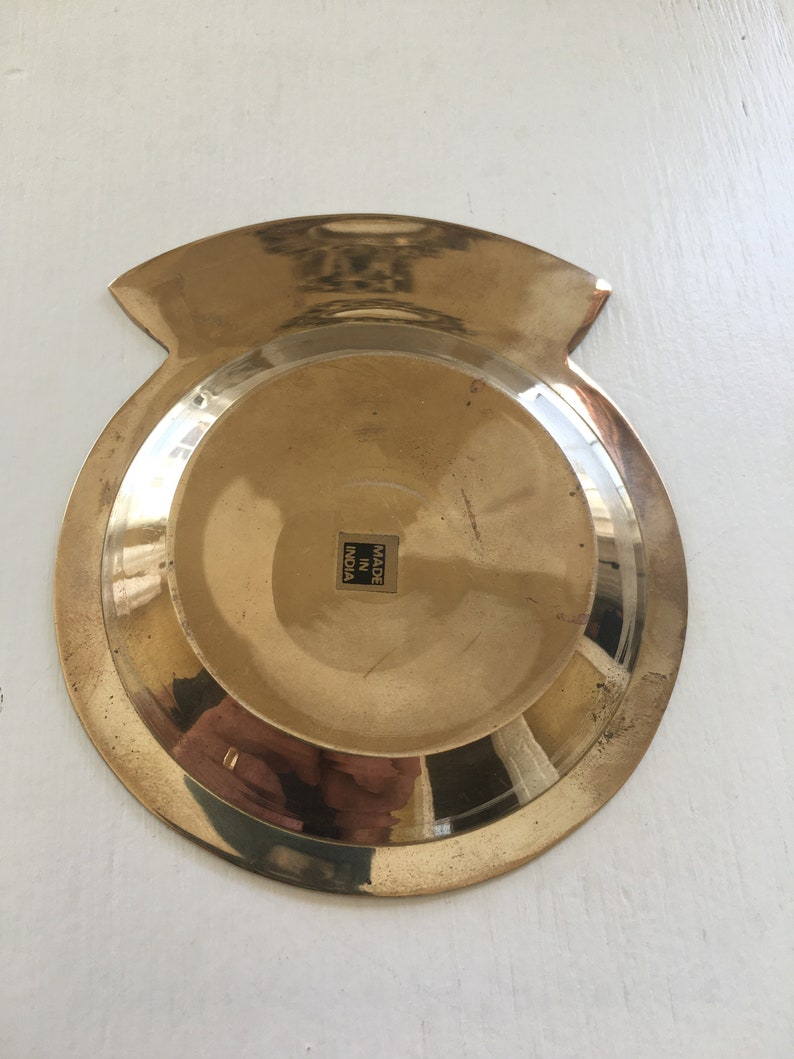 Mid Century Brass Pocket Change Dish: Shirt & Tie Valet Tray, Dresser Top Catch All image 10