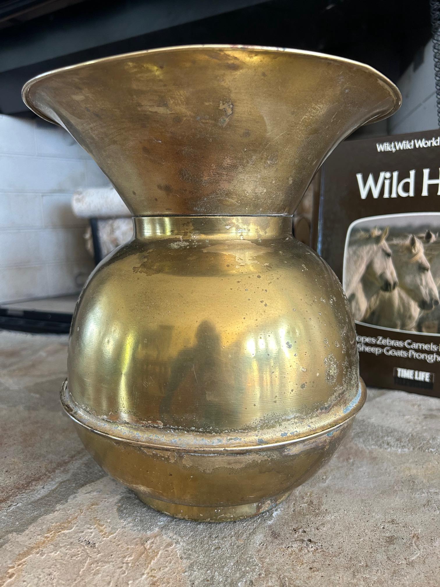pony express chewing tobacco cut plug spittoon Vintage Brass Pony Express Spittoon, 10