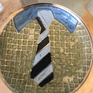 Mid Century Brass Pocket Change Dish: Shirt & Tie Valet Tray, Dresser Top Catch All image 4