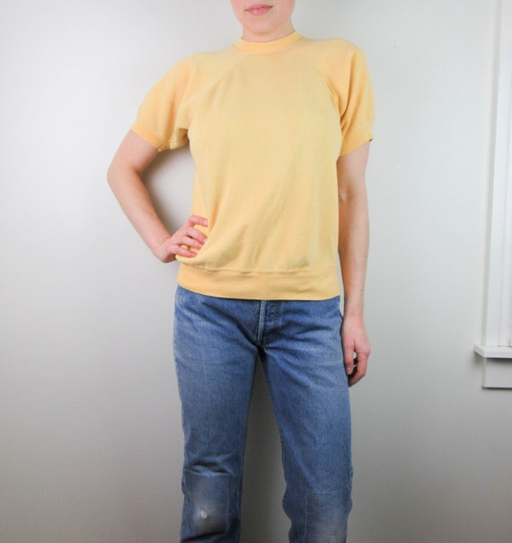 Vintage 60s Sweatshirt Short Sleeve Cotton Butter