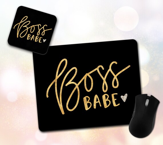 Boss Babe Mouse Pad & Coaster Inspirational Quote