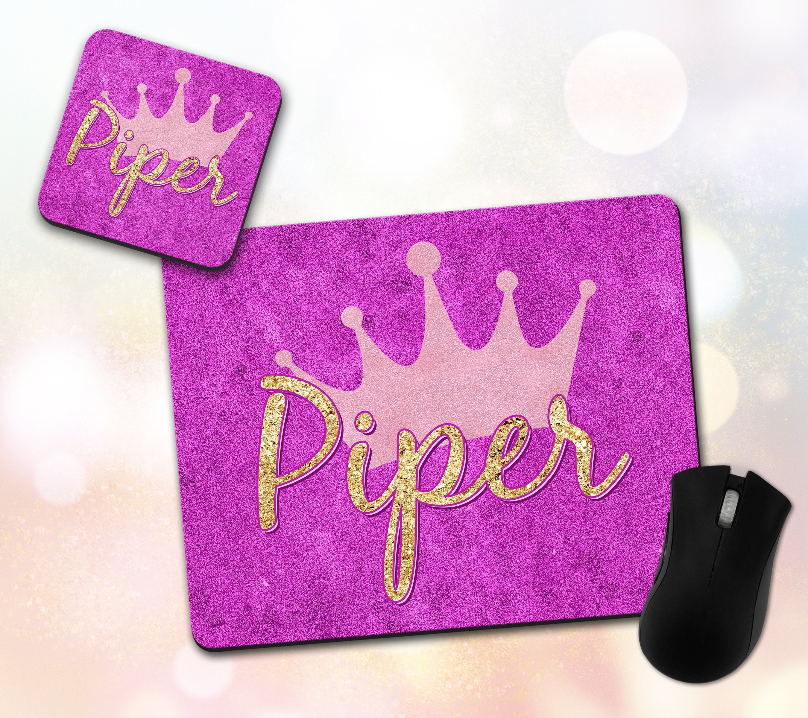 Personalized Princess Crown Mouse Pad & Coaster Set Sparkle Etsy