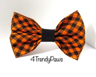 Black and Orange Bow, Halloween Bow, Bowtie, Girl Dog Bow, Boy Dog Bowtie, Small Dog Bow, Big Dog Bow, Holiday Bowtie