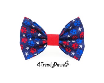 Patriotic Paws Dog Bow, Patriotic Dog Bow, 4th of July Dog Bow, Independence Day Dog Bow, Summer Dog Bow, Boy Dog Bow Tie, Girl Dog Bow