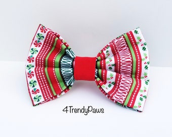 Ugly Sweater Christmas Bow, Christmas Bowtie, Christmas Dog Bowtie, Holiday Dog Bowtie, Red & Green Bow, Girl Dog Bow, Boy Dog Bowtie