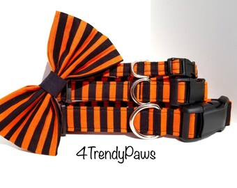 Orange and Black Stripes Collar, Halloween Collar, Small Dog Collar, Large Dog Collar, Boy Dog Collar, Girl Dog Collar, Cat Collar