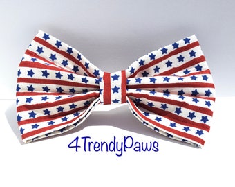 Stars and Stripes Dog Bow, Patriotic Dog Bow, 4th of July Dog Bow, Boy Dog Bow Tie, Girl Dog Bow tie, Small Dog Bow Tie, Big Dog Bow tie