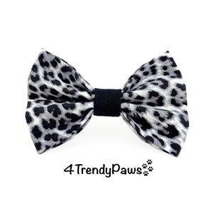 Snow Leopard Dog Bow, Gray Leopard Dog Bow, Leopard Print Dog Bow, Animal Print Dog Bow, Dog Bow Tie
