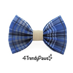 Blue Plaid Dog Bow, Plaid Dog Bow, Dog Bow Tie