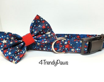 Patriotic Night Sky Dog Collar, 4th of July Dog Collar, Patriotic Dog Collar, Red White and Blue Dog Collar, Boy Dog Collar, Girl Dog Collar