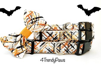 Fall Spray Paint on White Collar, Orange & Black Collar, Fall Dog Collar, Halloween Dog Collar, Holiday Dog Collar, Boy Dog, Girl Dog