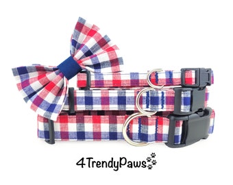 Patriotic Picnic Dog Collar, Patriotic Dog Collar, 4th of July Dog Collar, Independence Day Collar, Summer Dog Collar, Red White and Blue
