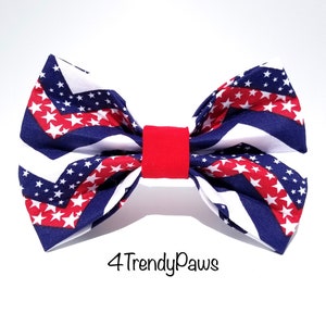 Patriotic Chevron Bow, Patriotic Dog Bow, 4th of July Bow, Memorial Day Bow, Girl Dog Bow, Boy Dog Bow Tie, Dog Bow Tie, Patriotic Bow Tie