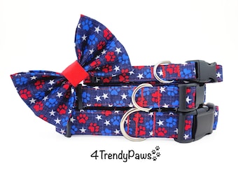 Patriotic Paws Dog Collar, Paws Dog Collar, 4th of July Dog Collar, Independence Day, Summer Dog Collar, Boy Dog Collar, Girl Dog Collar