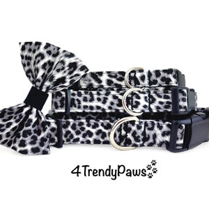 Snow Leopard Dog Collar, Gray Leopard Collar, Animal Print Dog Collar, Dog Collar