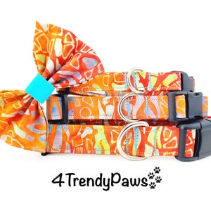 Orange Batik Dog Collar, Orange Dog Collar, Summer Dog Collar, Dog Collar, Small Dog Collar, Big Dog Collar, Boy Dog Collar, Girl Dog Collar