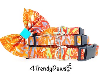 Orange Batik Dog Collar, Orange Dog Collar, Summer Dog Collar, Dog Collar, Small Dog Collar, Big Dog Collar, Boy Dog Collar, Girl Dog Collar