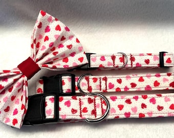Small Hearts on White Collar, Love Arrows Collar, Valentine's Day Dog Collar, Hearts Dog Collar, Girl Dog Collar, Boy Dog Collar
