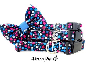 Confetti Stars Dog Collar, Patriotic Stars Dog Collar, 4th of July Dog Collar, Independence Day Collar, Summer Dog Collar, Boy Dog, Girl Dog