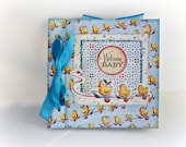 Premade boy mini album, Scrapbooking photo album, Welcome Baby boy album, Blue book, Baby shower party, Memory photo album, Ready to ship