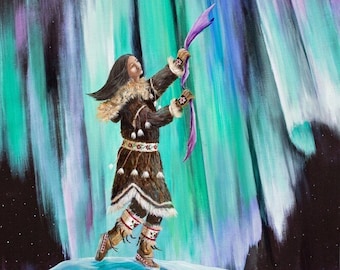 Northern lights, Aurora Borealis,  Alaska, Alaska Native dancers, Alaskan Dance, Yupik Dance, Athabascan dance, inupiaq art, Indigenous art