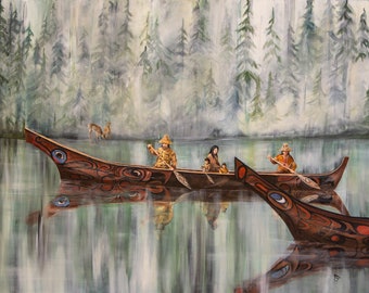 Cedar Canoe, Native American Art Prints, Alaska Native Art