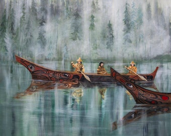 Cedar Canoe, Native American art prints, Alaska native art, Pacific Northwest Indian art, Tlingit art, Haida art prints, Coast Salish art,