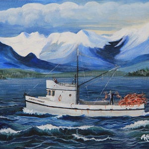 deadliest catch,boat paintings, Boat Prints, Coastal prints, Alaskan paintings, seascape paintings, seascape prints, Alaska prints image 1