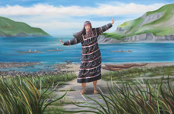 Aleut Art,native american art, Alutiiq dancers, Alaska Native dancer, Alaska art, Indigenous art, Unanagan art, Sugpiaq art, alaska seascape