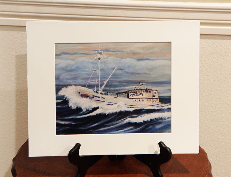 Crab boat paintings, wave paintings, deadliest catch art, watercolor boat paintings, crab boat pictures, watercolor seascape, Alaska art image 2