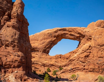 Parque Nacional Arches, Windows Arch, Impresión de parques de Utah, Impresiones del Parque Nacional Arches, Impresiones de paisajes desérticos, Impresiones de formaciones rocosas, Arte de Utah