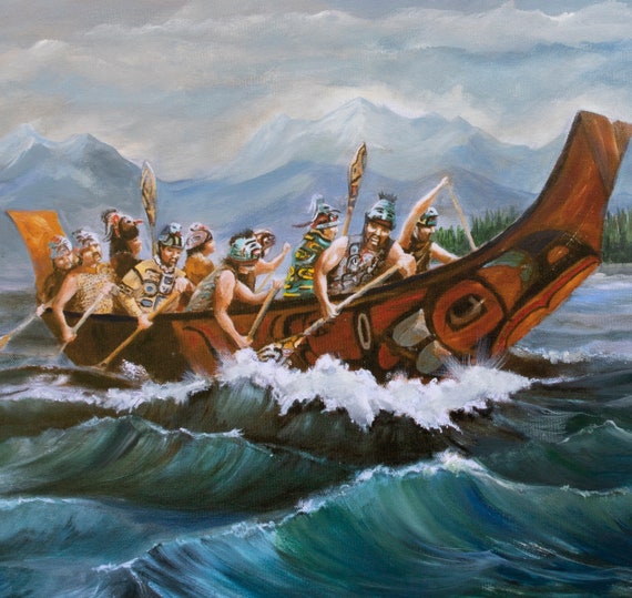 Tlingit War Canoe, Haida Art Prints, Alaska Native Art, Pacific